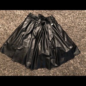 Black Faux Leather Circle Skirt